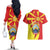 North Macedonia National Day Couples Matching Off The Shoulder Long Sleeve Dress and Hawaiian Shirt Happy 33rd Anniversary Flag Style - Wonder Print Shop