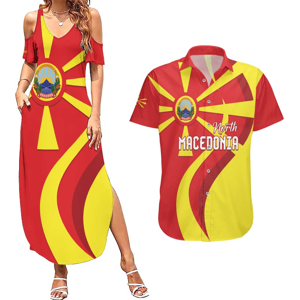 North Macedonia National Day Couples Matching Summer Maxi Dress and Hawaiian Shirt Happy 33rd Anniversary Flag Style - Wonder Print Shop