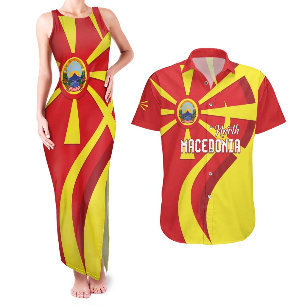 North Macedonia National Day Couples Matching Tank Maxi Dress and Hawaiian Shirt Happy 33rd Anniversary Flag Style - Wonder Print Shop