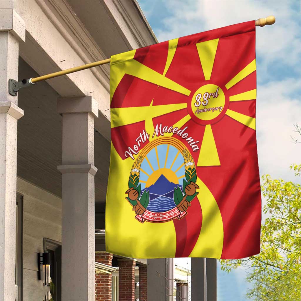 North Macedonia National Day Garden Flag Happy 33rd Anniversary Flag Style - Wonder Print Shop