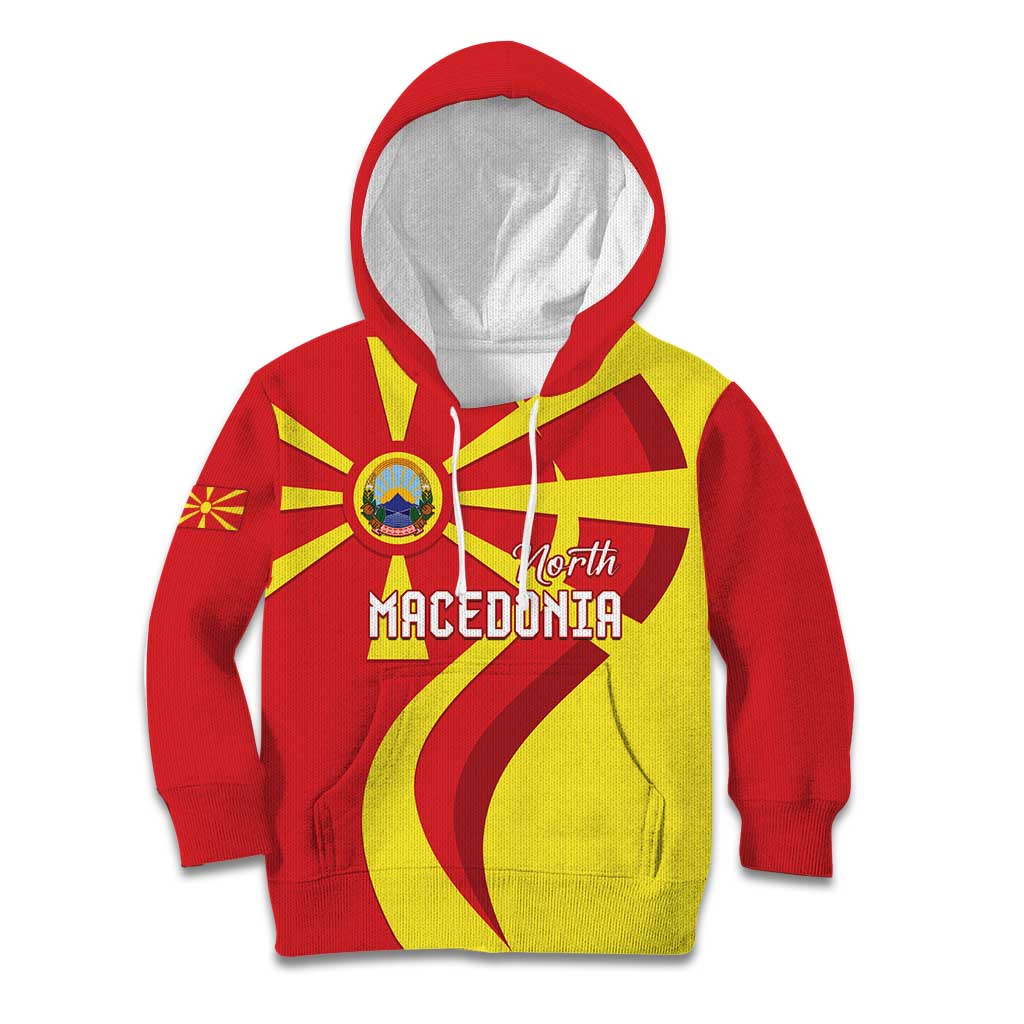 North Macedonia National Day Kid Hoodie Happy 33rd Anniversary Flag Style - Wonder Print Shop