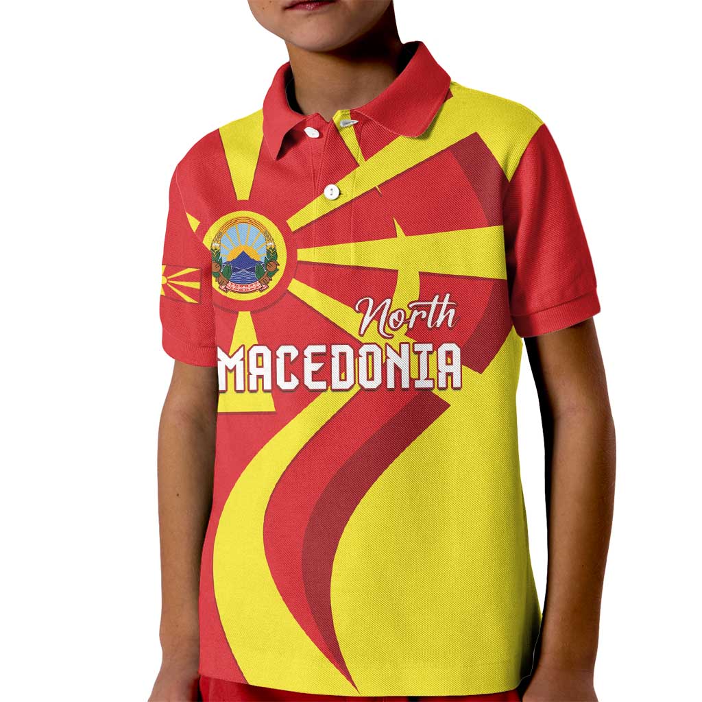 North Macedonia National Day Kid Polo Shirt Happy 33rd Anniversary Flag Style - Wonder Print Shop