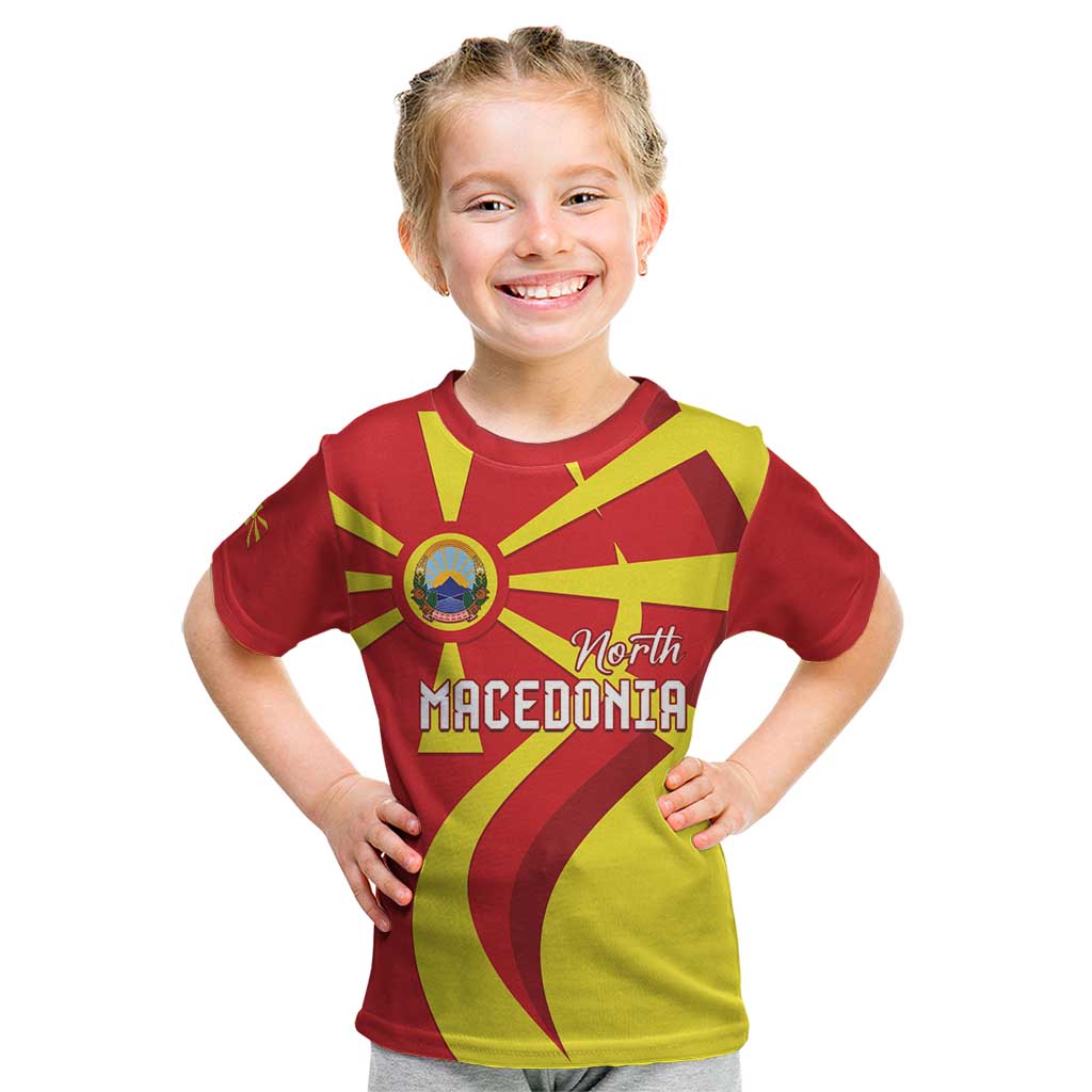 North Macedonia National Day Kid T Shirt Happy 33rd Anniversary Flag Style - Wonder Print Shop