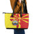 North Macedonia National Day Leather Tote Bag Happy 33rd Anniversary Flag Style - Wonder Print Shop