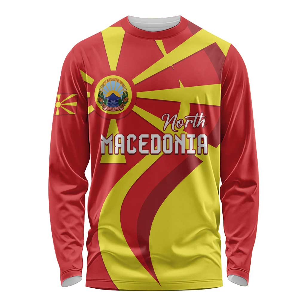 North Macedonia National Day Long Sleeve Shirt Happy 33rd Anniversary Flag Style - Wonder Print Shop