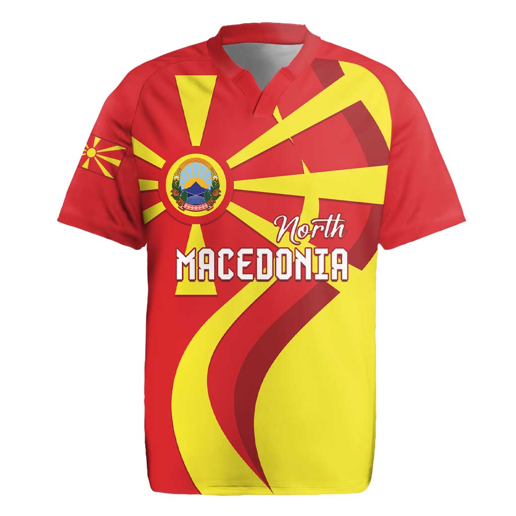 North Macedonia National Day Rugby Jersey Happy 33rd Anniversary Flag Style - Wonder Print Shop