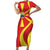 North Macedonia National Day Short Sleeve Bodycon Dress Happy 33rd Anniversary Flag Style - Wonder Print Shop