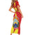 North Macedonia National Day Short Sleeve Bodycon Dress Happy 33rd Anniversary Flag Style - Wonder Print Shop