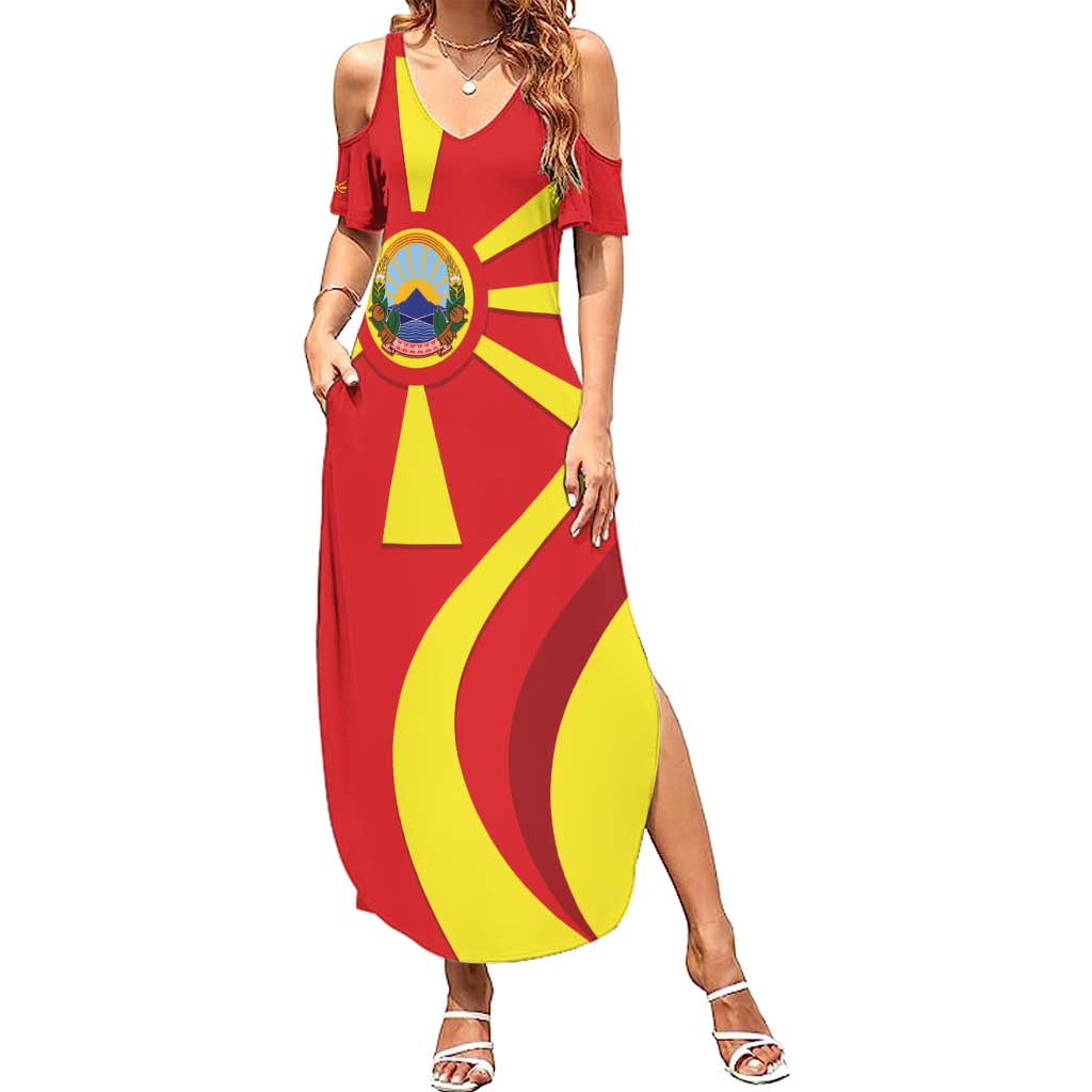 North Macedonia National Day Summer Maxi Dress Happy 33rd Anniversary Flag Style - Wonder Print Shop