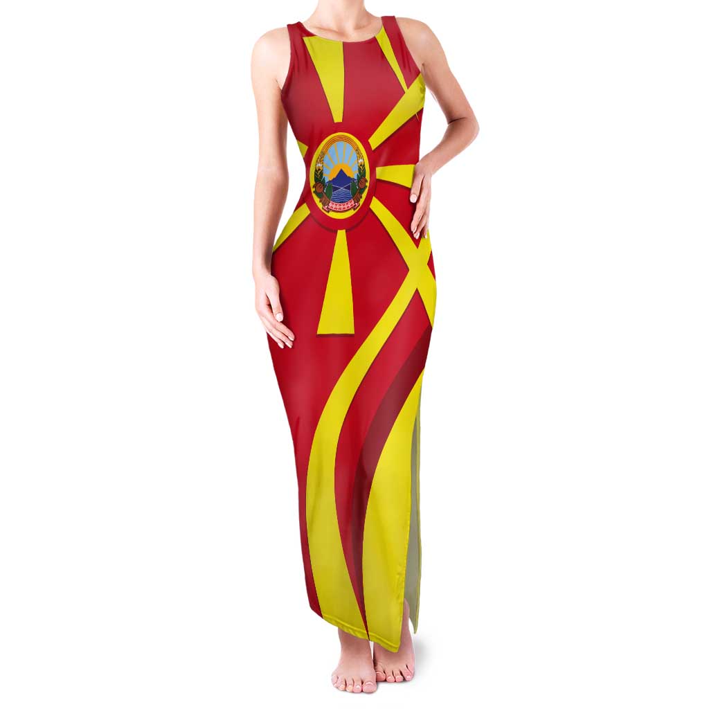 North Macedonia National Day Tank Maxi Dress Happy 33rd Anniversary Flag Style - Wonder Print Shop