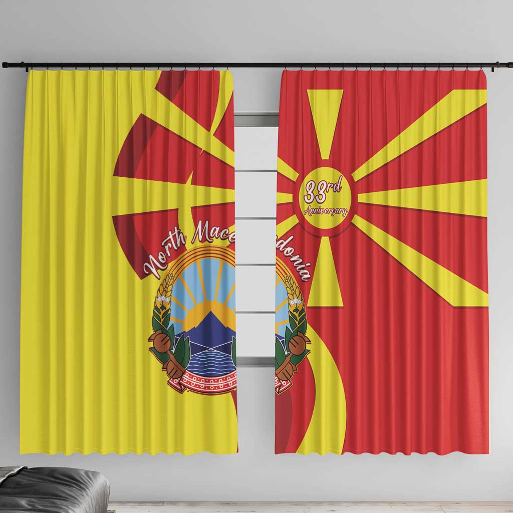 North Macedonia National Day Window Curtain Happy 33rd Anniversary Flag Style - Wonder Print Shop