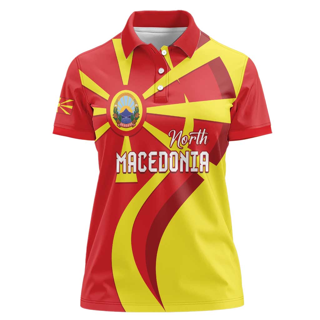 North Macedonia National Day Women Polo Shirt Happy 33rd Anniversary Flag Style - Wonder Print Shop