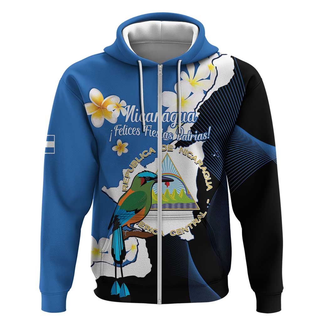 Personalized Nicaragua Independence Day Zip Hoodie Nicaraguan Guardabarranco Mix Sacuanjoche Flowers - Wonder Print Shop