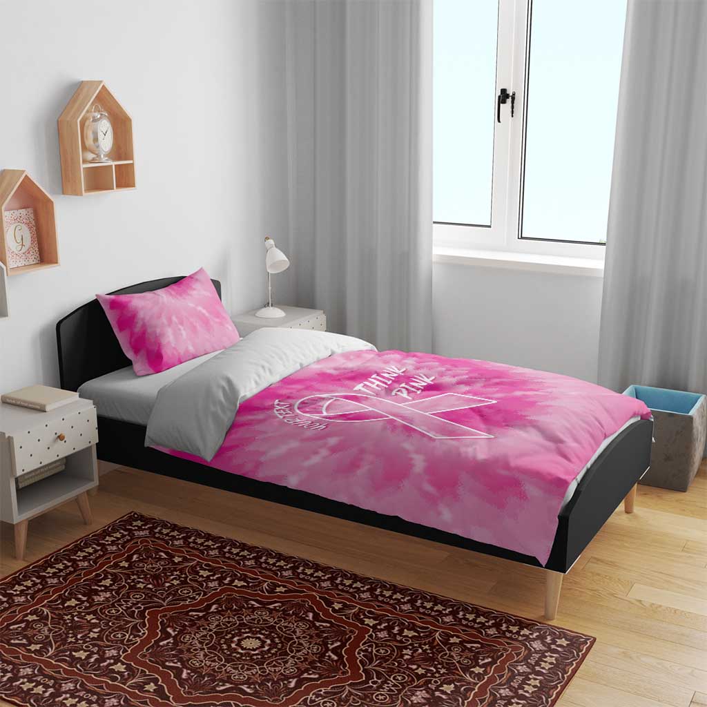 Personalized Breast Cancer Awareness Bedding Set Think Pink Tie Dye Ribbon - Wonder Print Shop