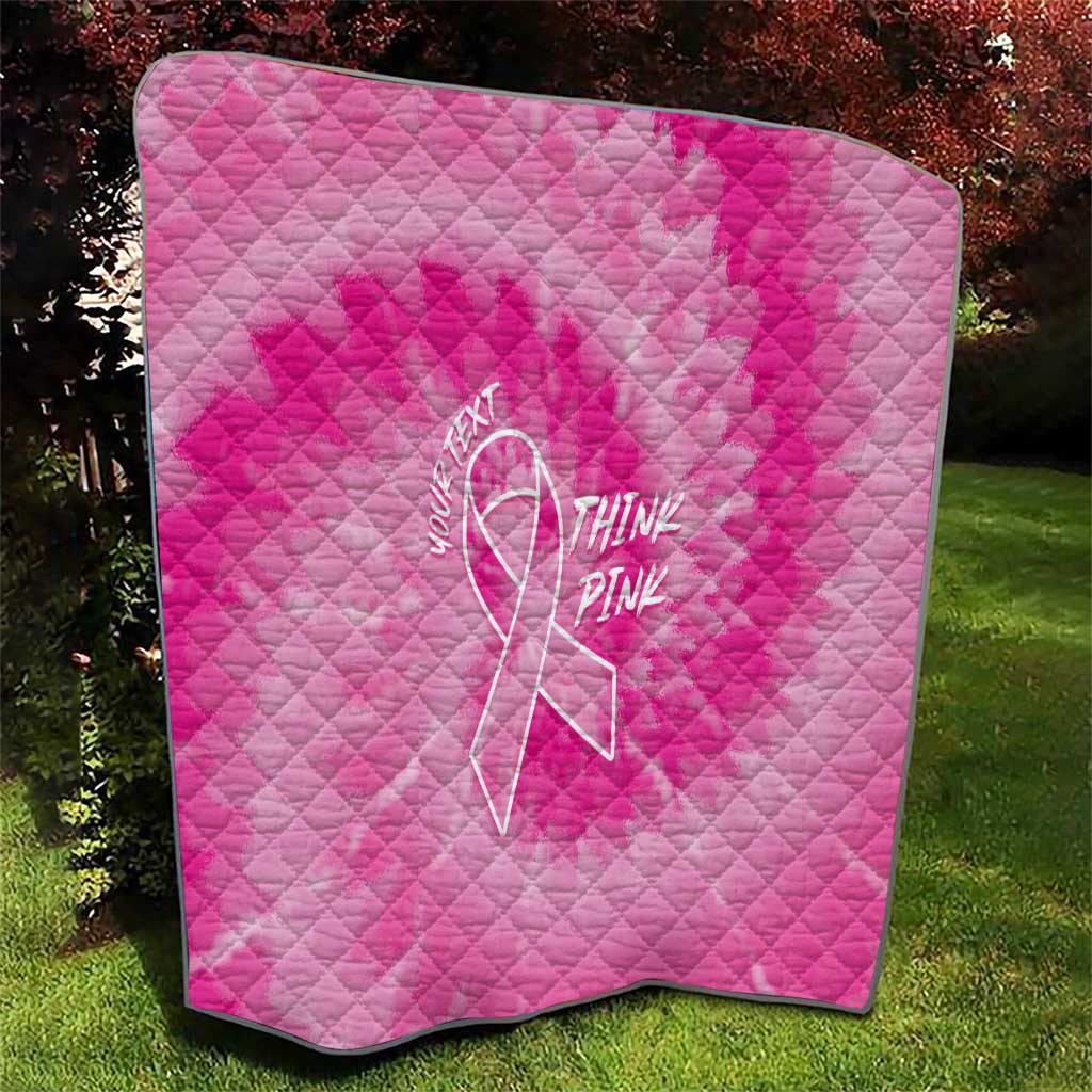 Personalized Breast Cancer Awareness Quilt Think Pink Tie Dye Ribbon - Wonder Print Shop