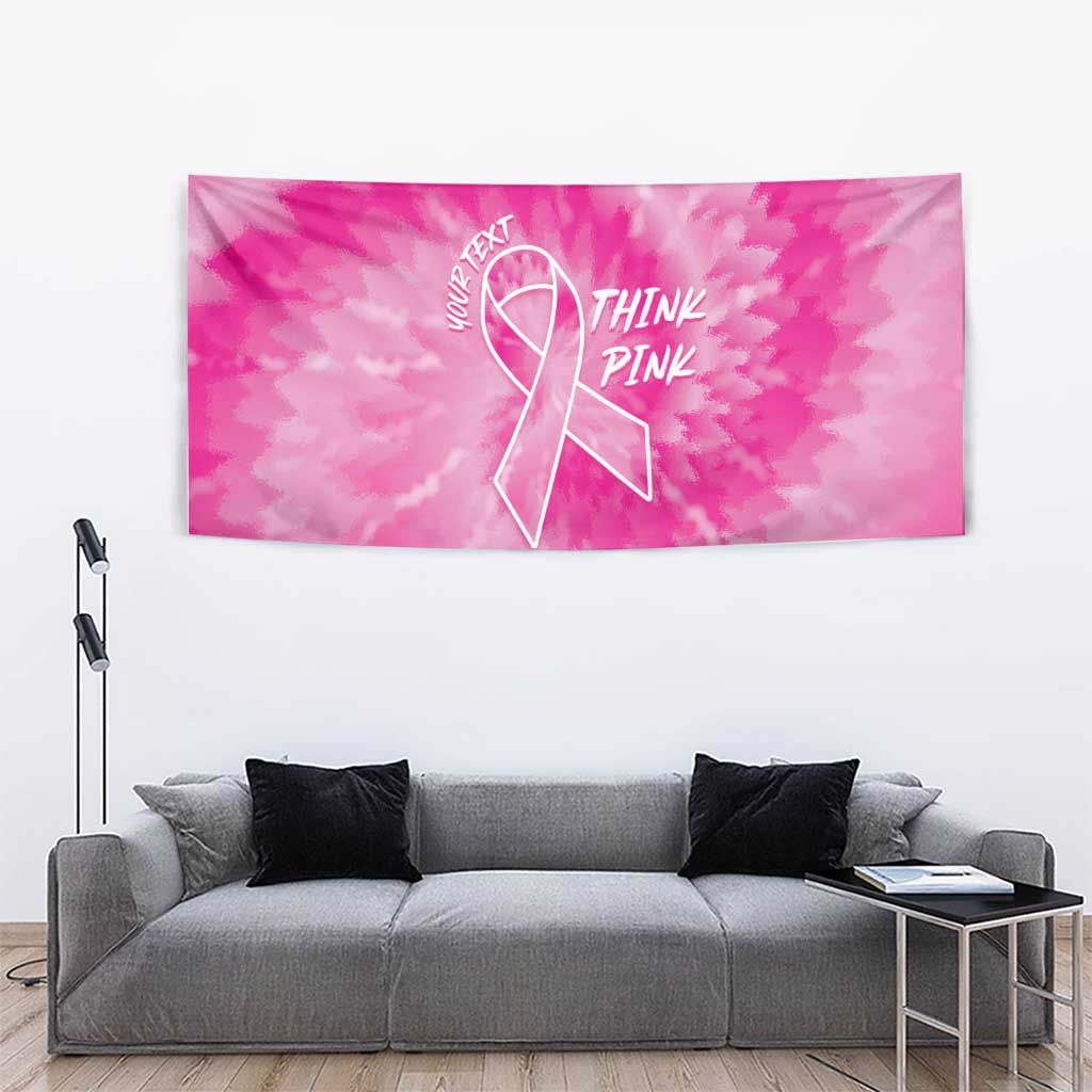 Personalized Breast Cancer Awareness Tapestry Think Pink Tie Dye Ribbon - Wonder Print Shop