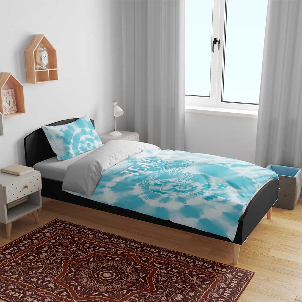 Teal Ribbon Cervical Cancer Awareness Bedding Set Not Going Down Without A Fight Tie Dye - Wonder Print Shop