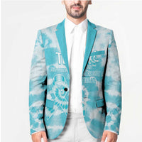 Teal Ribbon Cervical Cancer Awareness Blazer Not Going Down Without A Fight Tie Dye - Wonder Print Shop
