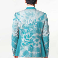 Teal Ribbon Cervical Cancer Awareness Blazer Not Going Down Without A Fight Tie Dye - Wonder Print Shop