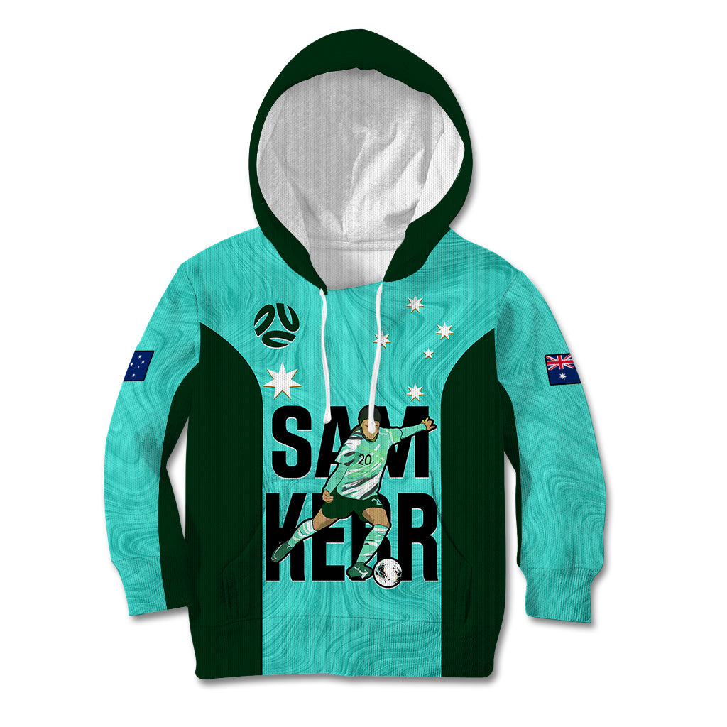 Australia Soccer Kid Hoodie Sam Kerr Matildas Proud 2023 World Cup Turquoise - Wonder Print Shop