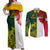 Personalised Australia And England Rugby Couples Matching Off Shoulder Maxi Dress and Long Sleeve Button Shirts Indigenous Wallabies With Red Roses Sporty Version - Wonder Print Shop