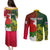 Personalised Australia And England Rugby Couples Matching Puletasi Dress and Long Sleeve Button Shirts Indigenous Wallabies With Red Roses Sporty Version - Wonder Print Shop