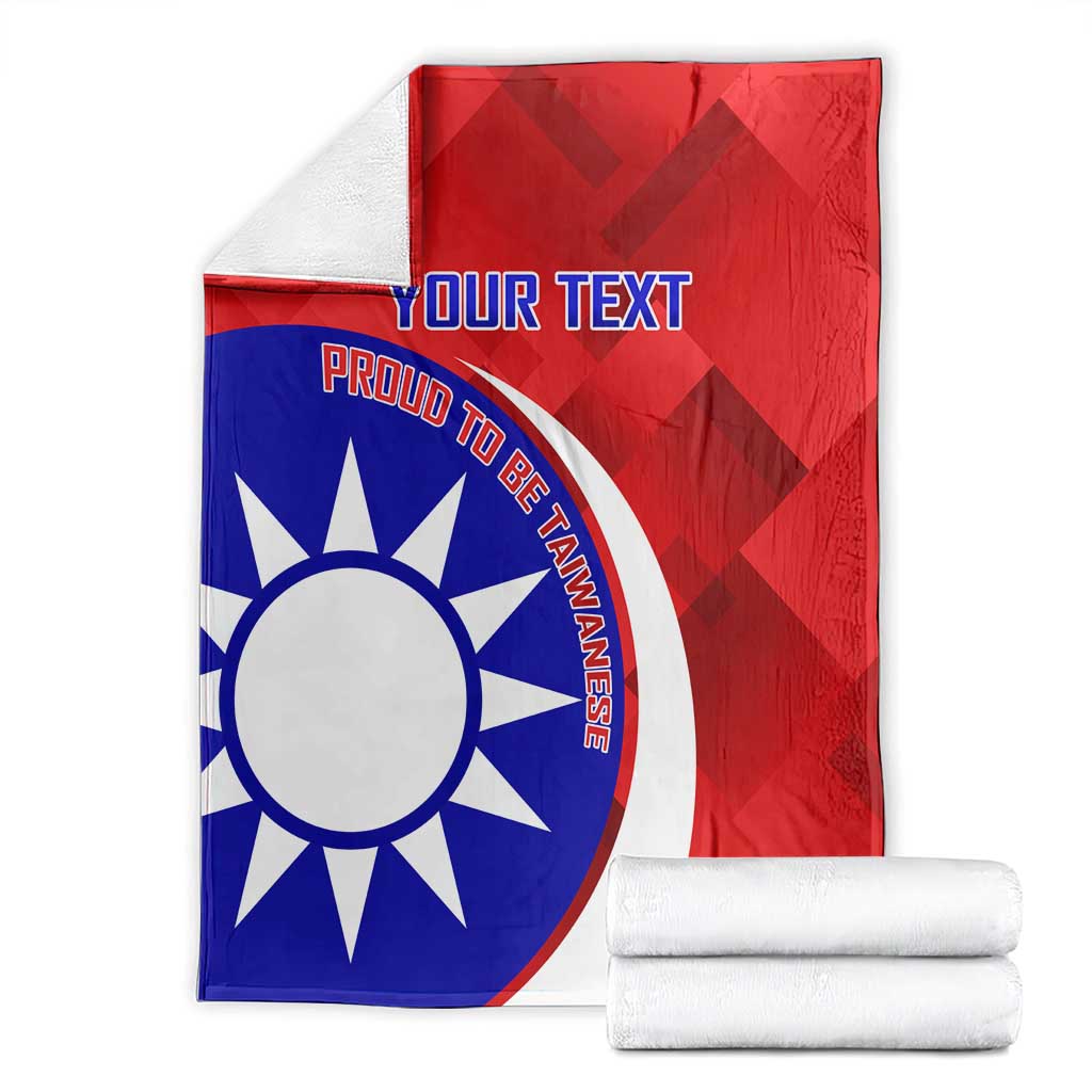 Red personalized badminton blanket folded with sun emblem, “PROUD TO BE TAIWANESE” text