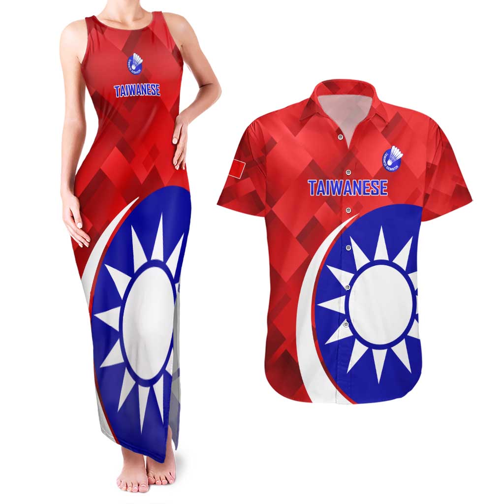 Personalised Taiwan Badminton Couples Matching Tank Maxi Dress and Hawaiian Shirt 2024 Taiwanese Proud Dynamic Style - Wonder Print Shop