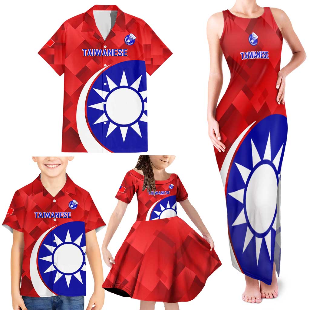 Personalised Taiwan Badminton Family Matching Tank Maxi Dress and Hawaiian Shirt 2024 Taiwanese Proud Dynamic Style - Wonder Print Shop