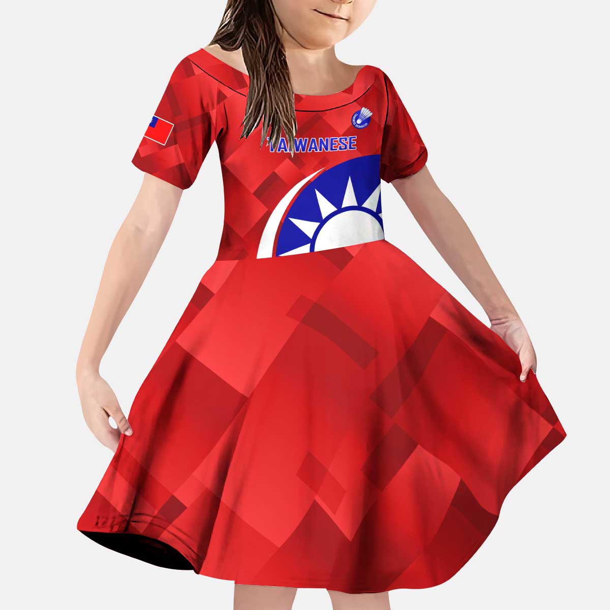 Personalised Taiwan Badminton Kid Short Sleeve Dress 2024 Taiwanese Proud Dynamic Style - Wonder Print Shop