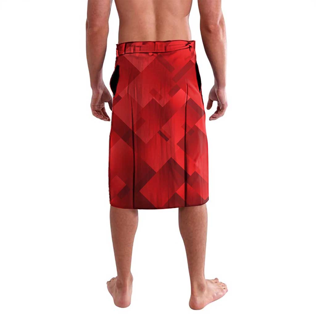 Red patterned badminton lavalava with elastic waistband