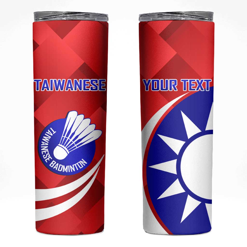 Personalised Taiwan Badminton Skinny Tumbler 2024 Taiwanese Proud Dynamic Style - Wonder Print Shop