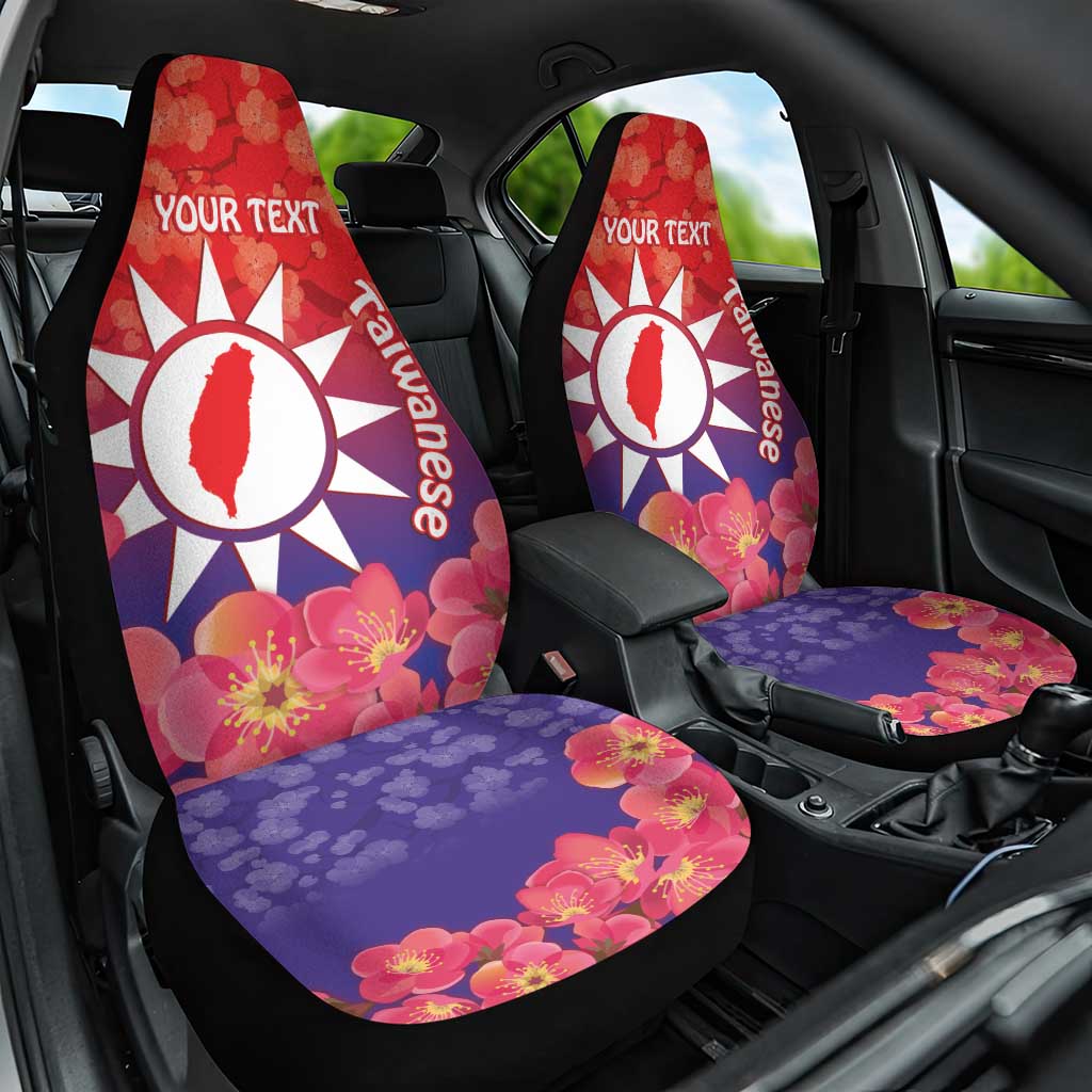 Personalised Taiwan Car Seat Cover Taiwanese Map Mix Prunus Mume Blossoms - Wonder Print Shop