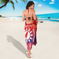 Red personalized Taiwan map sarong with pink flowers and your text along the border