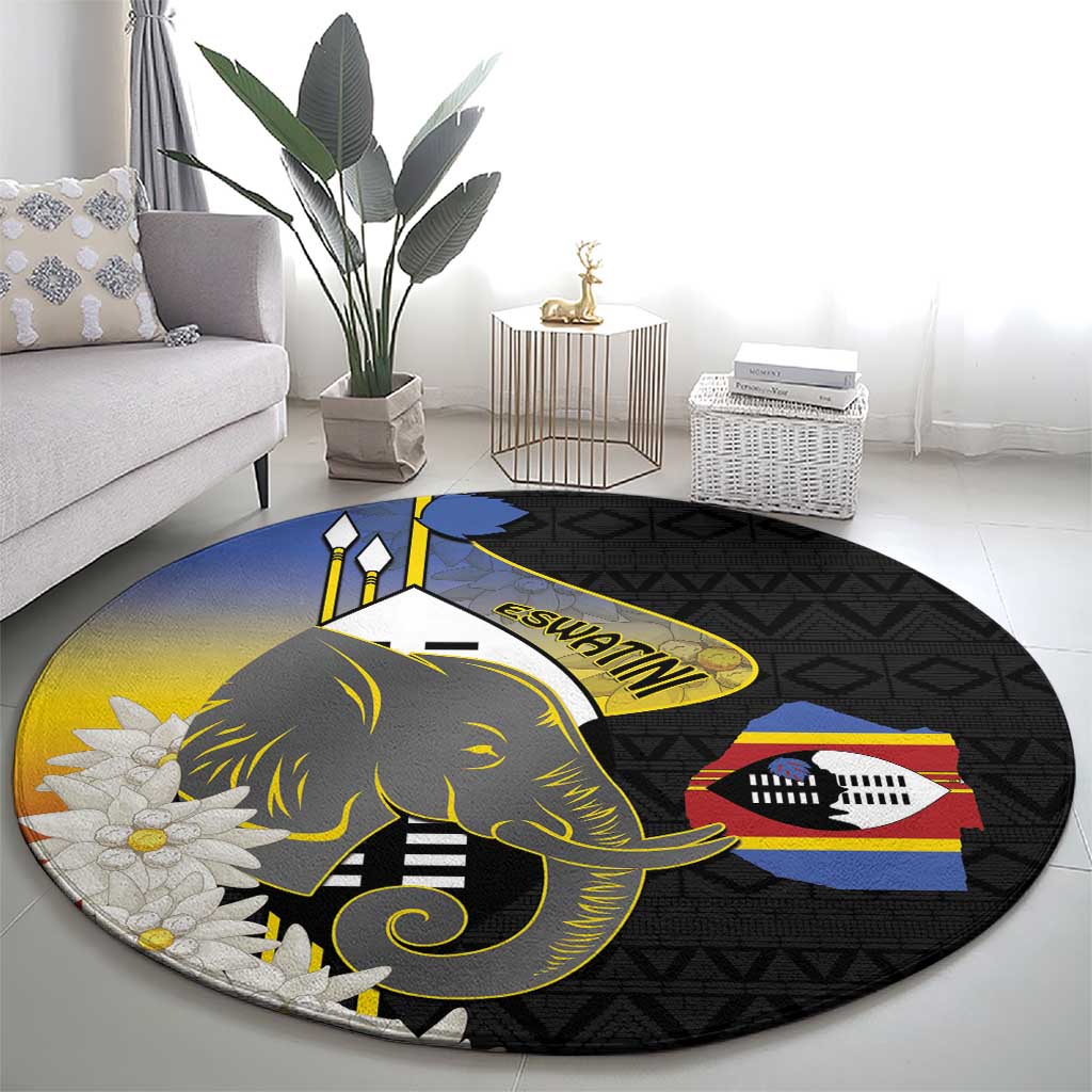 Eswatini Independence Day Round Carpet Swaziland Nguni Shield African Pattern - Wonder Print Shop