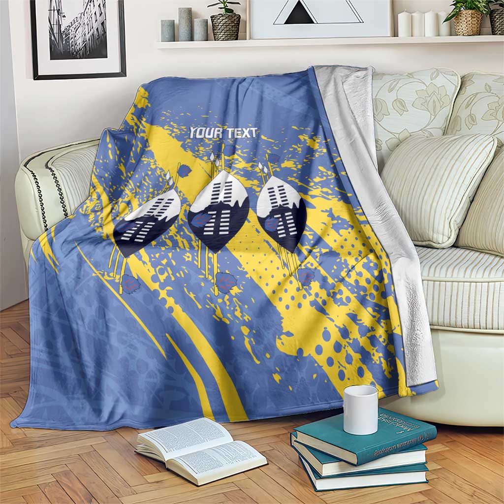 Eswatini Football Custom Blanket Sihlangu Semnikati Blue - Wonder Print Shop