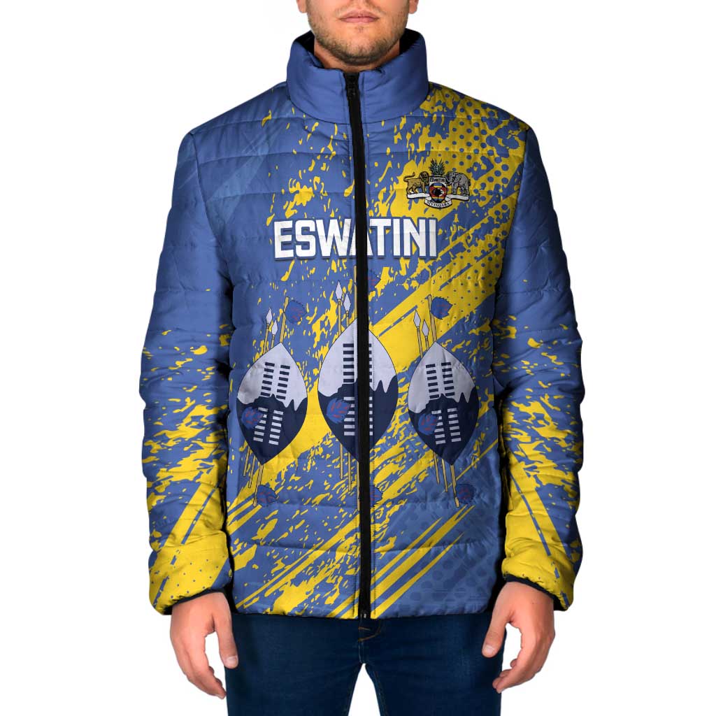Eswatini Football Custom Padded Jacket Sihlangu Semnikati Blue - Wonder Print Shop