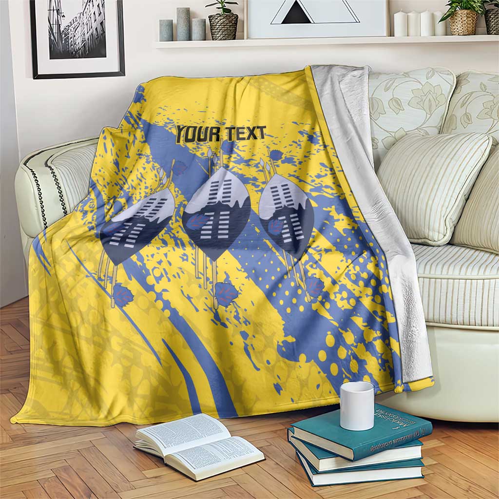 Eswatini Football Custom Blanket Sihlangu Semnikati Yellow - Wonder Print Shop
