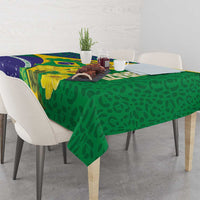 Brazil Independence Day Tablecloth Ordem e Progresso Map With Golden Trumpet - Wonder Print Shop