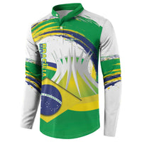 Brasilia Capital Button Sweatshirt Brazil Flag Metropolitan Cathedral - Wonder Print Shop