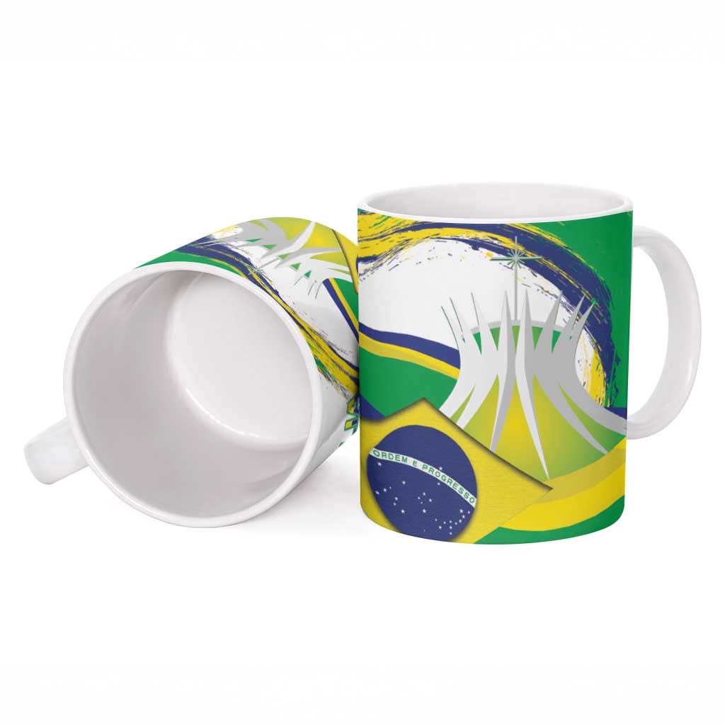 Brasilia Capital Ceramic Mug Brazil Flag Metropolitan Cathedral - Wonder Print Shop