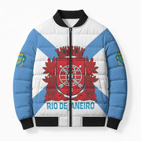 Rio de Janeiro Brazil Bomber Puffer Jacket Flag Style - Wonder Print Shop