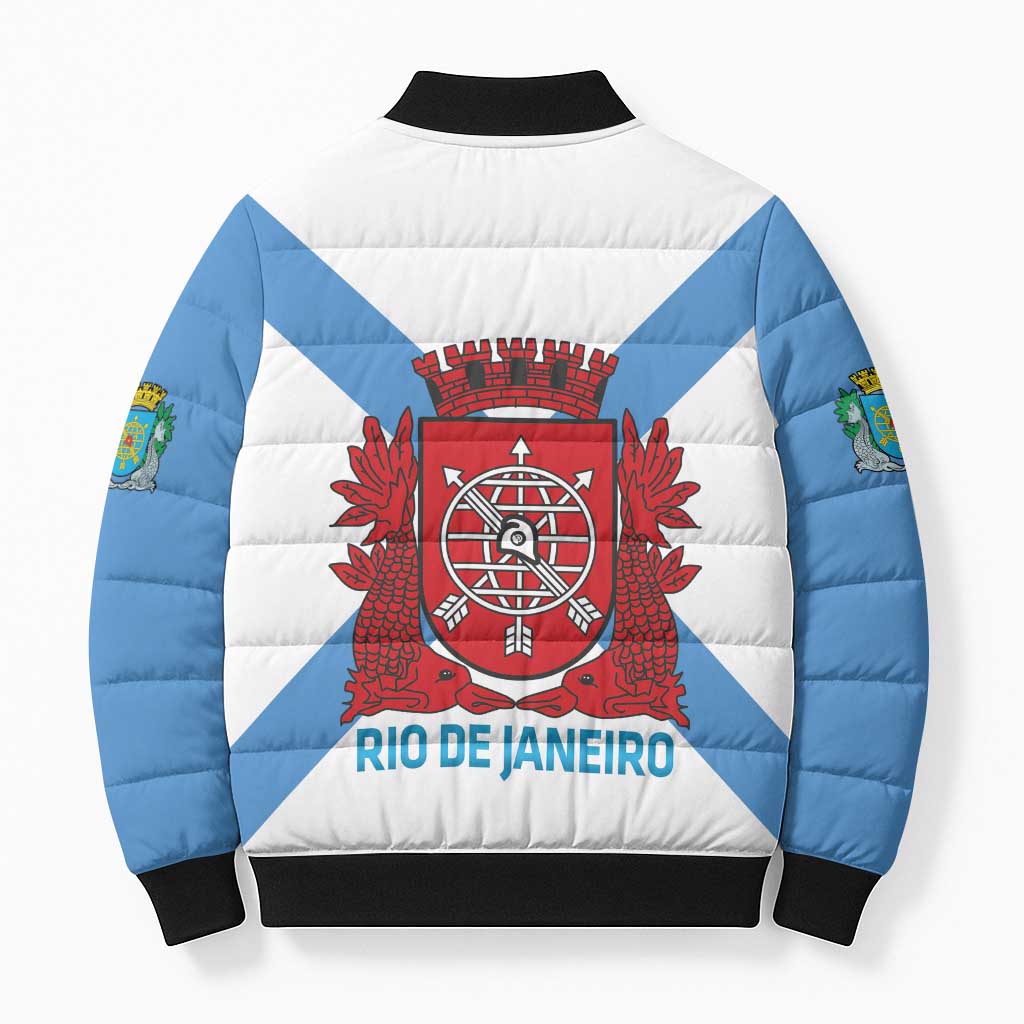 Rio de Janeiro Brazil Bomber Puffer Jacket Flag Style - Wonder Print Shop