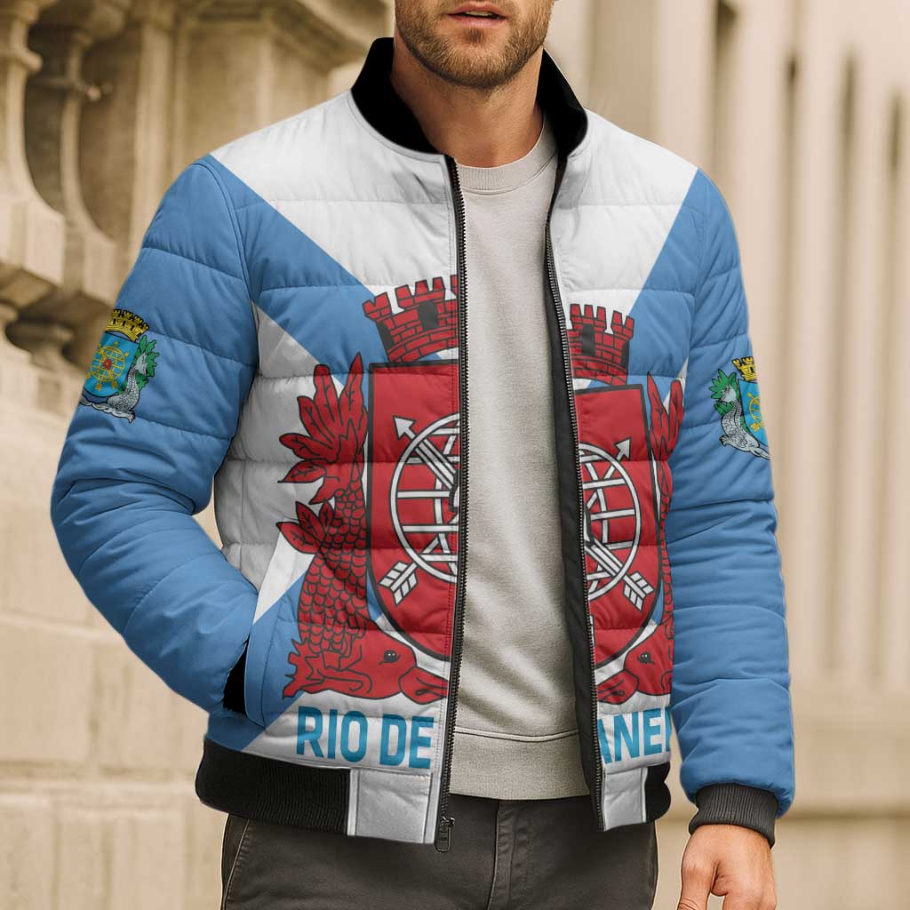 Rio de Janeiro Brazil Bomber Puffer Jacket Flag Style - Wonder Print Shop