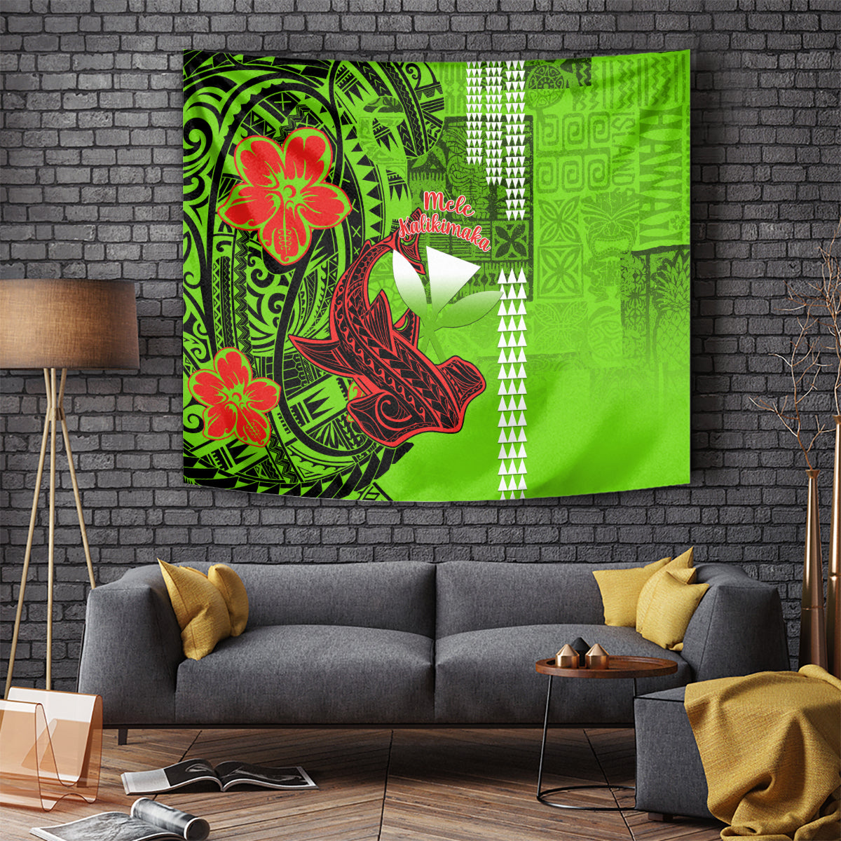 personalised-hawaii-christmas-tapestry-mele-kalikimaka-kakau-polynesian-shark-tattoo