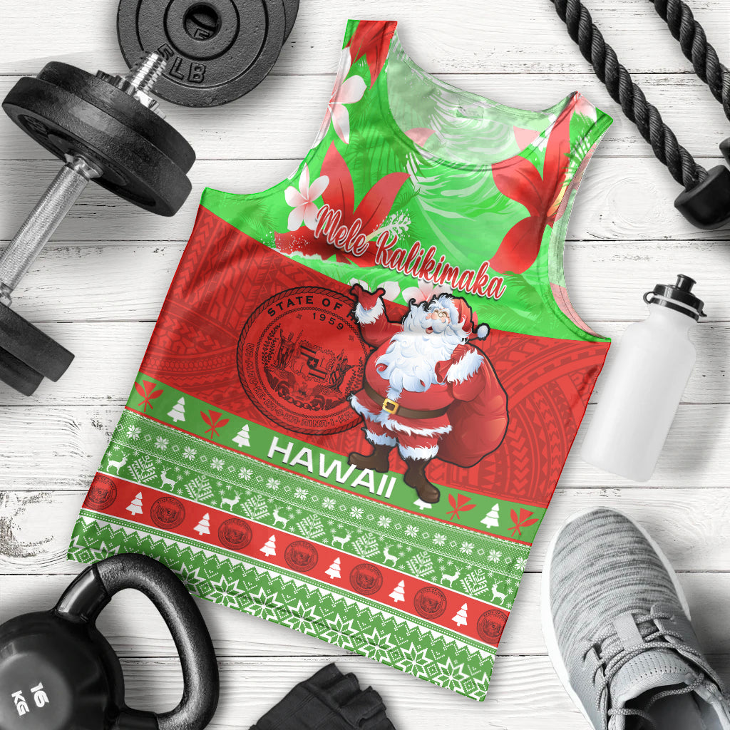 Personalised Hawaii Christmas Men Tank Top Mele Kalikimaka Hawaiian Santa Tropical Vibes - Wonder Print Shop