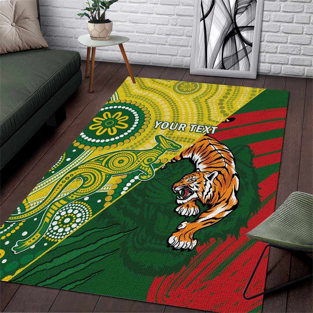 Custom Bangladesh And Australia Cricket Area Rug Kangaroo Tiger Together - Wonder Print Shop