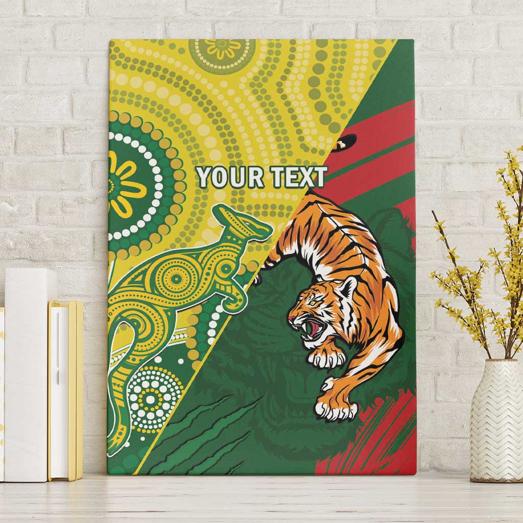 Custom Bangladesh And Australia Cricket Canvas Wall Art Kangaroo Tiger Together - Wonder Print Shop