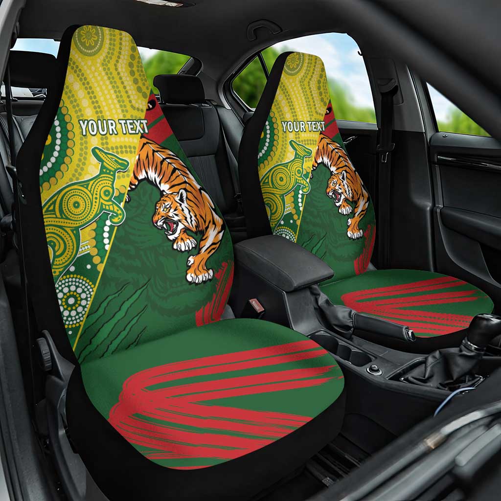 Custom Bangladesh And Australia Cricket Car Seat Cover Kangaroo Tiger Together - Wonder Print Shop