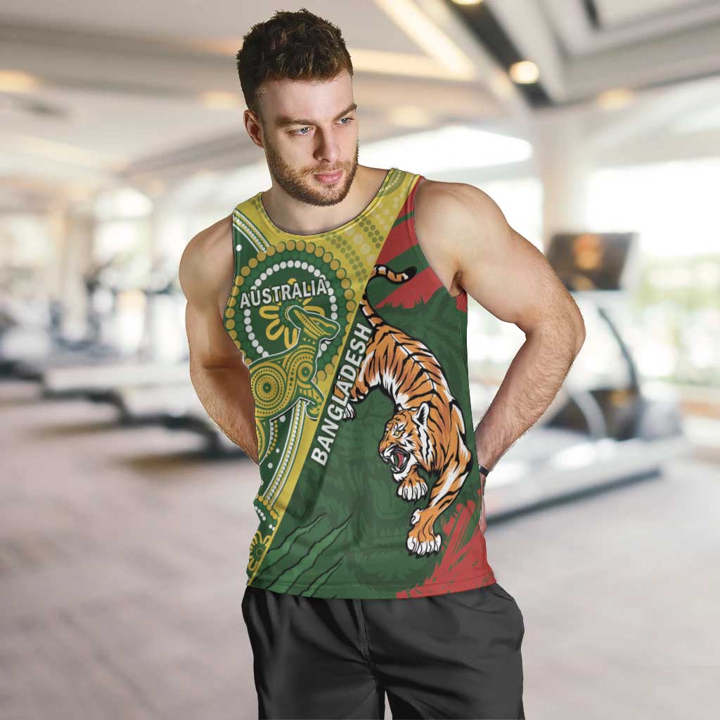 Custom Bangladesh And Australia Cricket Men Tank Top Kangaroo Tiger Together - Wonder Print Shop